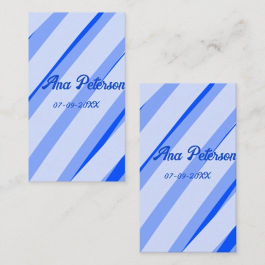 Blue pastel add name date boho retro lines pattern visitekaartje (Voorkant / Achterkant)