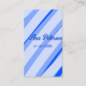 Blue pastel add name date boho retro lines pattern visitekaartje (Voorkant)