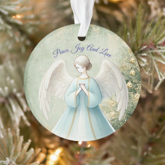 Blue Pastel Angel Christian Christmas Ornament (Boom)