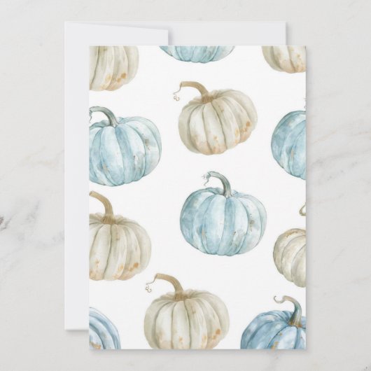 Blue Pastel Boy Pumpkin Brouwen en Luiers Kaart (Achterkant)