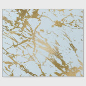 Blue Pastel Celestial Gold Marble Shiny Glam Cadeaupapier (Vlak)