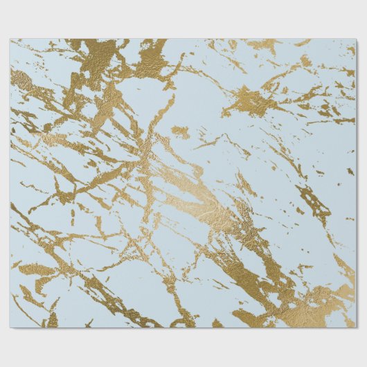Blue Pastel Celestial Gold Marble Shiny Glam Cadeaupapier (Vlak)