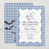 Blue Pastel Cute Ghost Twins Baby Shower Kaart (Voorkant / Achterkant)