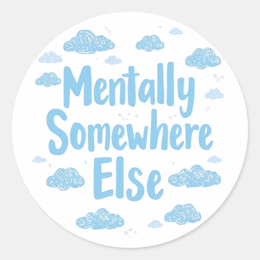 Blue Pastel Daydreamer Saying Ronde Sticker (Voorkant)
