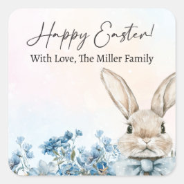 Blue Pastel Easter Bunny Vierkante Sticker