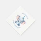 Blue Pastel Elephant Kids Verjaardagspapier Servet (Hoek)