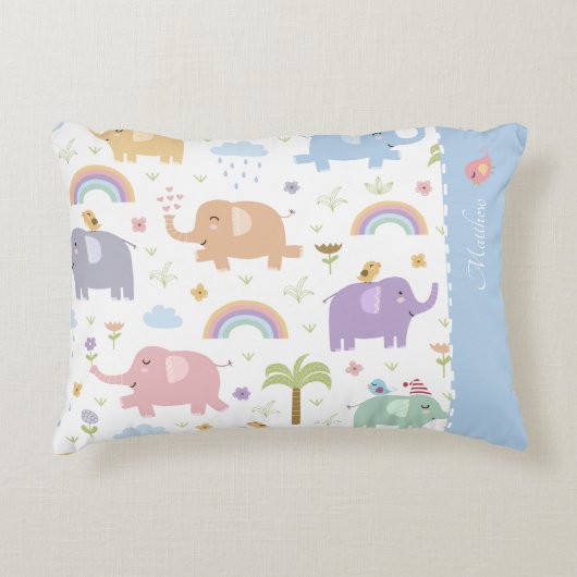 Blue Pastel Elephant Pattern for Little Boy Accent Kussen (Voorkant)