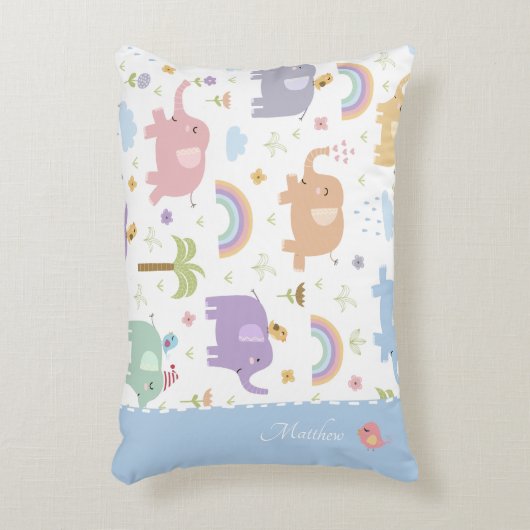 Blue Pastel Elephant Pattern for Little Boy Accent Kussen (Voorkant(Verticaal))