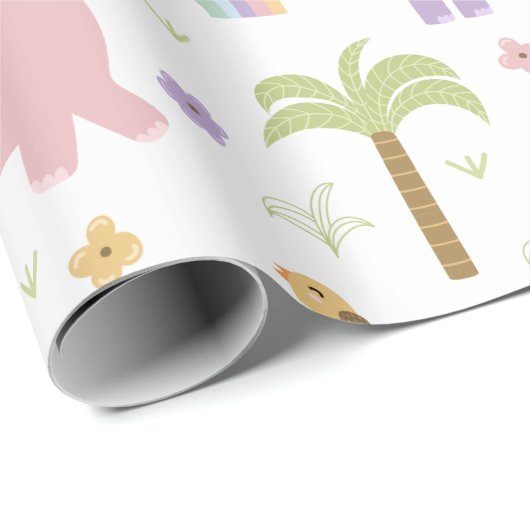 Blue Pastel Elephant Pattern for Little Boy Party Cadeaupapier (Rol Hoek)