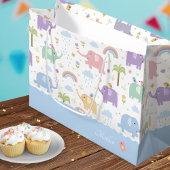 Blue Pastel Elephant Pattern for Little Boy Party Groot Cadeauzakje