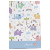 Blue Pastel Elephant Pattern for Little Boy Party Medium Cadeauzakje (Voorkant)