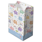 Blue Pastel Elephant Pattern for Little Boy Party Medium Cadeauzakje (Achterkant Gekanteld)
