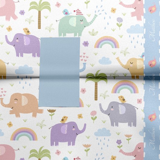 Blue Pastel Elephant Pattern for Little Boy Party Tissuepapier