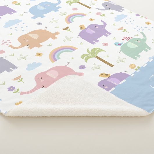 Blue Pastel Elephant Pattern for Little Boy Sherpa Deken (3/4)