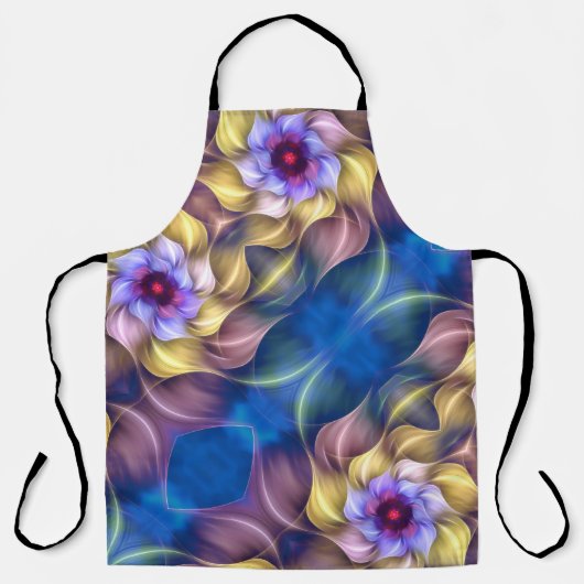 Blue Pastel Fractal Flower Abstract Schort (Voorkant)