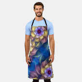 Blue Pastel Fractal Flower Abstract Schort (Gedragen)