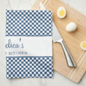 Blue Pastel French Plaid Check Country Gourmet Theedoek (Quarter Fold)