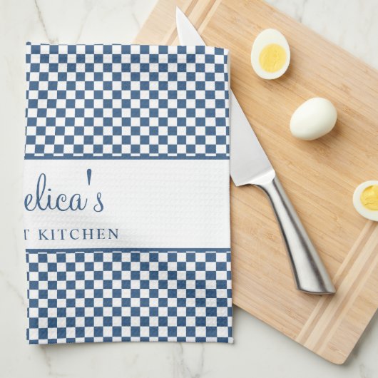 Blue Pastel French Plaid Check Country Gourmet Theedoek (Quarter Fold)