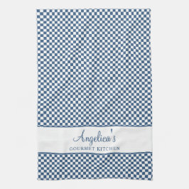 Blue Pastel French Plaid Check Country Gourmet Theedoek