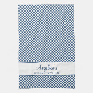 Blue Pastel French Plaid Check Country Gourmet Theedoek