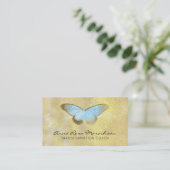 *~* Blue Pastel Glitter Gilded Butterfly Fantasy Visitekaartje (Staand voorkant)