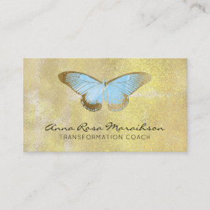 *~* Blue Pastel Glitter Gilded Butterfly Fantasy Visitekaartje