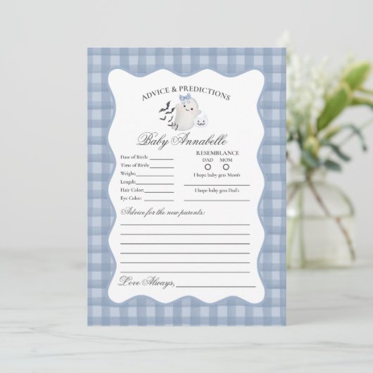 Blue Pastel Little Boo Ghost Advice for Baby Card Kaart (Staand voorkant)