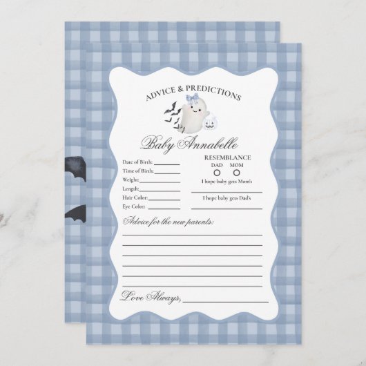 Blue Pastel Little Boo Ghost Advice for Baby Card Kaart (Voorkant / Achterkant)