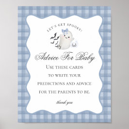 Blue Pastel Little Boo Ghost Advies voor Baby Sign Poster