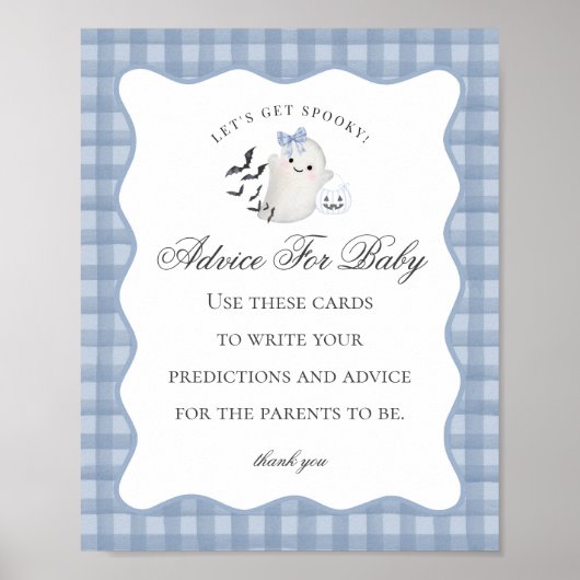 Blue Pastel Little Boo Ghost Advies voor Baby Sign Poster (Voorkant)