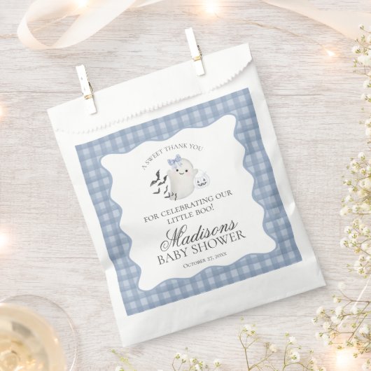 Blue Pastel Little Boo Ghost Baby Shower Dessert Bedankzakje (Geknipt)