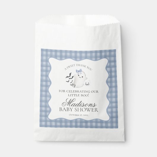 Blue Pastel Little Boo Ghost Baby Shower Dessert Bedankzakje (Voorkant)