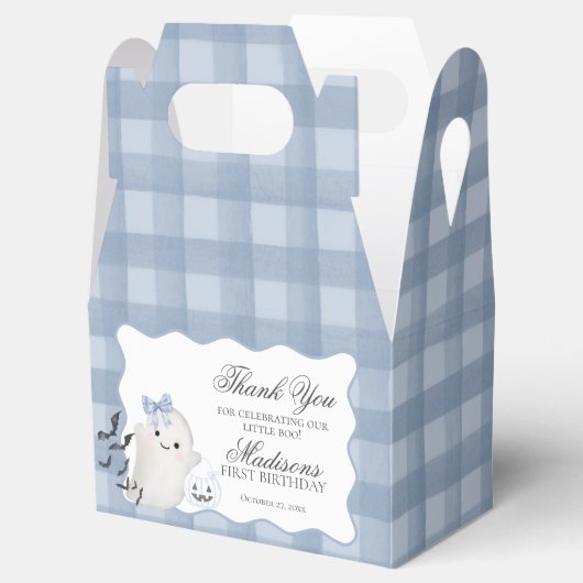 Blue Pastel Little Boo Ghost Birthday Favors Gable Bedankdoosjes (Geopend)