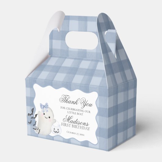 Blue Pastel Little Boo Ghost Birthday Favors Gable Bedankdoosjes (Voorkant Zijde)