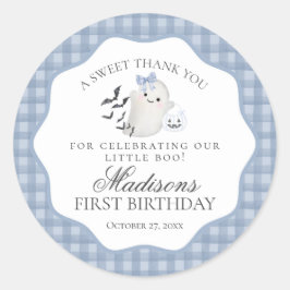 Blue Pastel Little Boo Ghost Birthday Party Favor Ronde Sticker