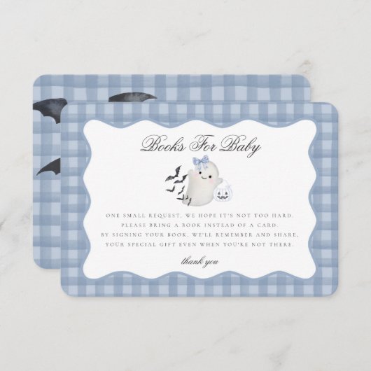 Blue Pastel Little Boo Ghost Books for Baby Insert Informatiekaartje (Voorkant / Achterkant)