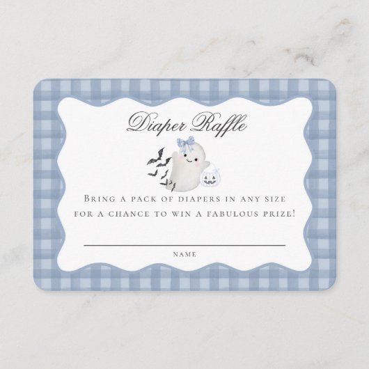 Blue Pastel Little Boo Ghost Diaper Raffle Insert Informatiekaartje (Voorkant)