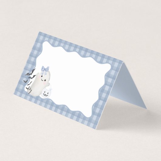 Blue Pastel Little Boo Ghost Party Gevouwen Kaart (Voorkant)