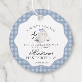 Blue Pastel Little Boo Ghost Verjaardag Party Circ Bedankjes Labels