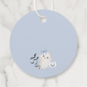 Blue Pastel Little Boo Ghost Verjaardag Party Circ Bedankjes Labels (Achterkant)