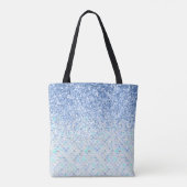 *~* Blue Pastel Marble Tiles Blauwgroen Glitter Tote Bag (Achterkant)