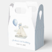 Blue Pastel Nautical Sail Boat 1e verjaardag Bedankdoosjes (Geopend)