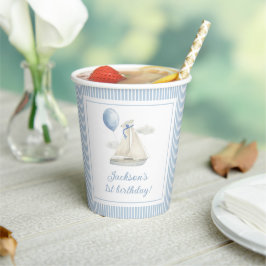 Blue Pastel Nautical Sail Boat 1e verjaardag Papieren Bekers