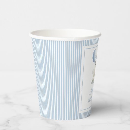 Blue Pastel Nautical Sail Boat 1e verjaardag Papieren Bekers (Rechts)