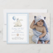 Blue Pastel Nautical Sail Boat 2e Verjaardag Foto Kaart (Voorkant)