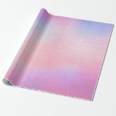 Blue Pastel Ombre Pink Paars Ombre Stippen Roos Cadeaupapier (Uitgerold)