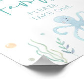 Blue Pastel Onder het Zee Baby shower Favors Sign Poster (Hoek)