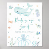 Blue Pastel Onder het Zee Baby shower Treats Sign Poster (Voorkant)