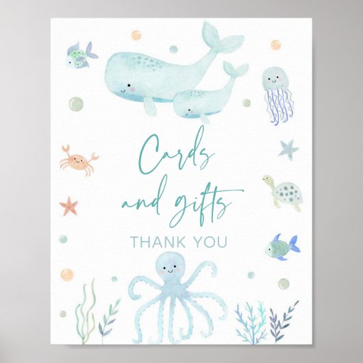 Blue Pastel Onder het Zee Kaarten en geschenken te Poster (Voorkant)