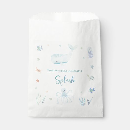 Blue Pastel Onder het Zee Verjaardag Bedankzakje (Voorkant)